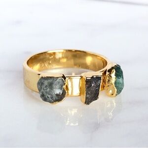 Emerald Aquamarine Gold Ring